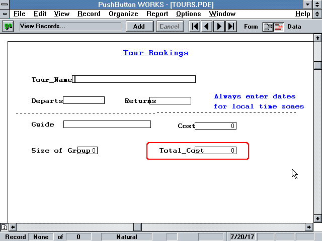 PushButton Works - Database